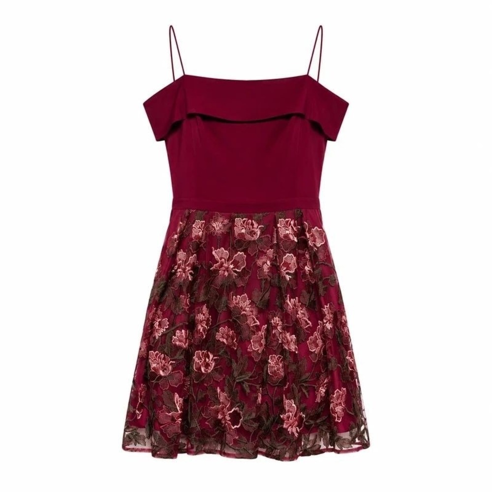 Morgan & Co. Coquette Whimsigoth Floral Embroidered Dress Size 14 HOCO Party